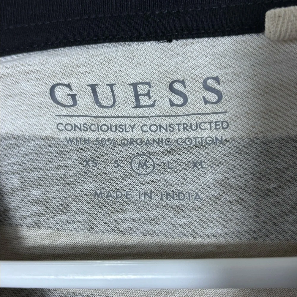 GUESS Plaid Logo T-Shirt M Brown Black White Short Sleeve Embroidered - Picture 3 of 5